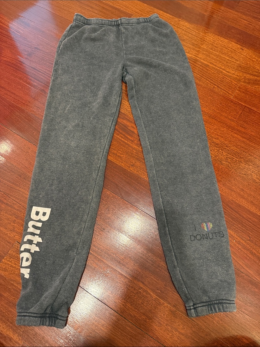 Butter Charcoal Gray Kids Jogger Sweatpants with Donuts Logo